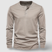 Elegancka Bawełniana Koszula Henley z Długim Rękawem