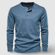 Elegancka Bawełniana Koszula Henley z Długim Rękawem