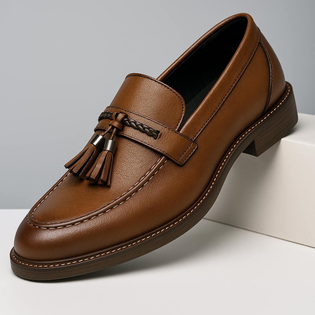 Skórzane loafersy z frędzlami
