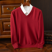 Elegancki Sweter z Dekoltem w Serek