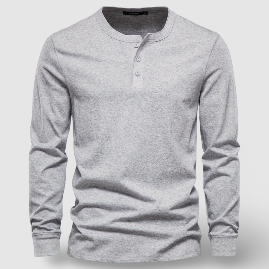 Elegancka Bawełniana Koszula Henley z Długim Rękawem