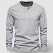 Elegancka Bawełniana Koszula Henley z Długim Rękawem
