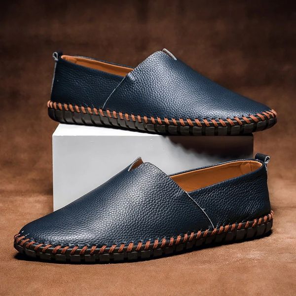 Ręcznie szyte skórzane loafersy
