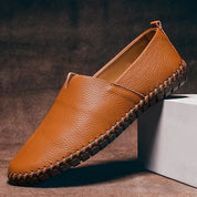 Ręcznie szyte skórzane loafersy