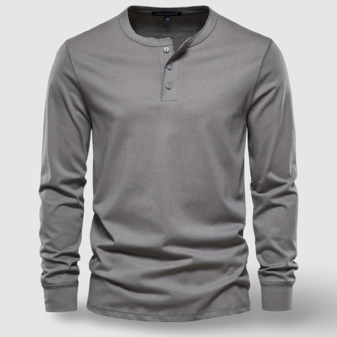 Elegancka Bawełniana Koszula Henley z Długim Rękawem