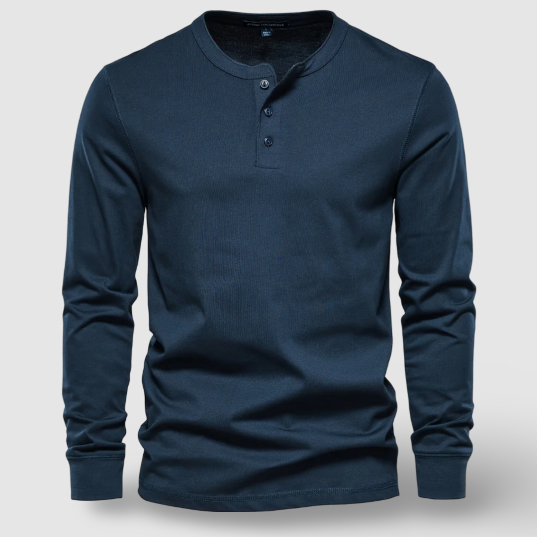 Elegancka Bawełniana Koszula Henley z Długim Rękawem