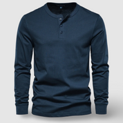 Elegancka Bawełniana Koszula Henley z Długim Rękawem