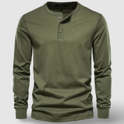 Elegancka Bawełniana Koszula Henley z Długim Rękawem