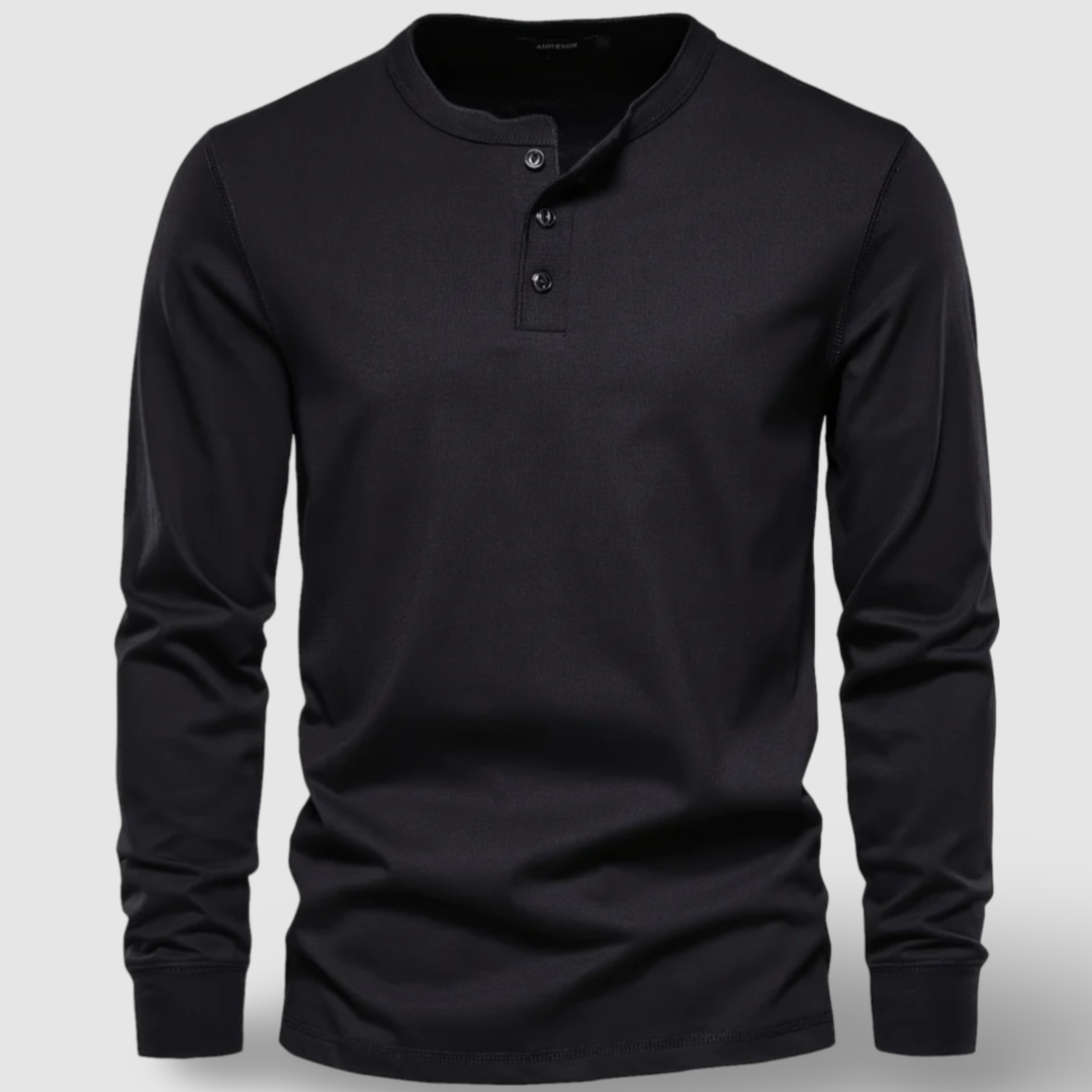 Elegancka Bawełniana Koszula Henley z Długim Rękawem