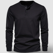 Elegancka Bawełniana Koszula Henley z Długim Rękawem