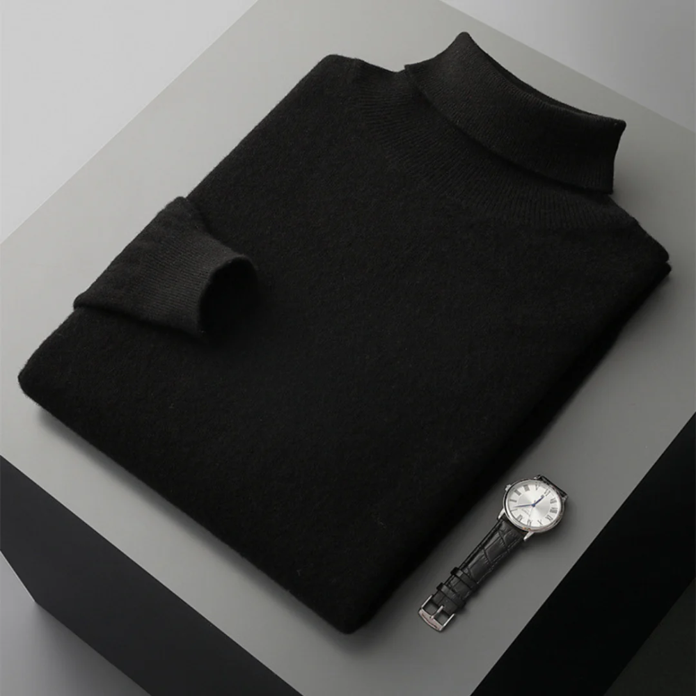 Czarna Merino Wełniana Golf