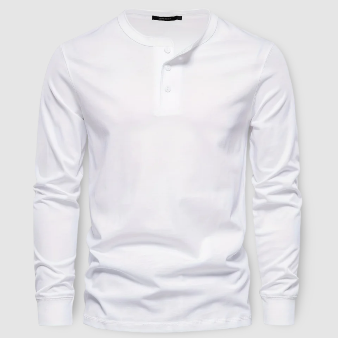 Elegancka Bawełniana Koszula Henley z Długim Rękawem