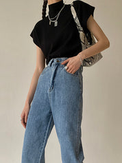 Sweter bez rękawów w jednolitym kolorze