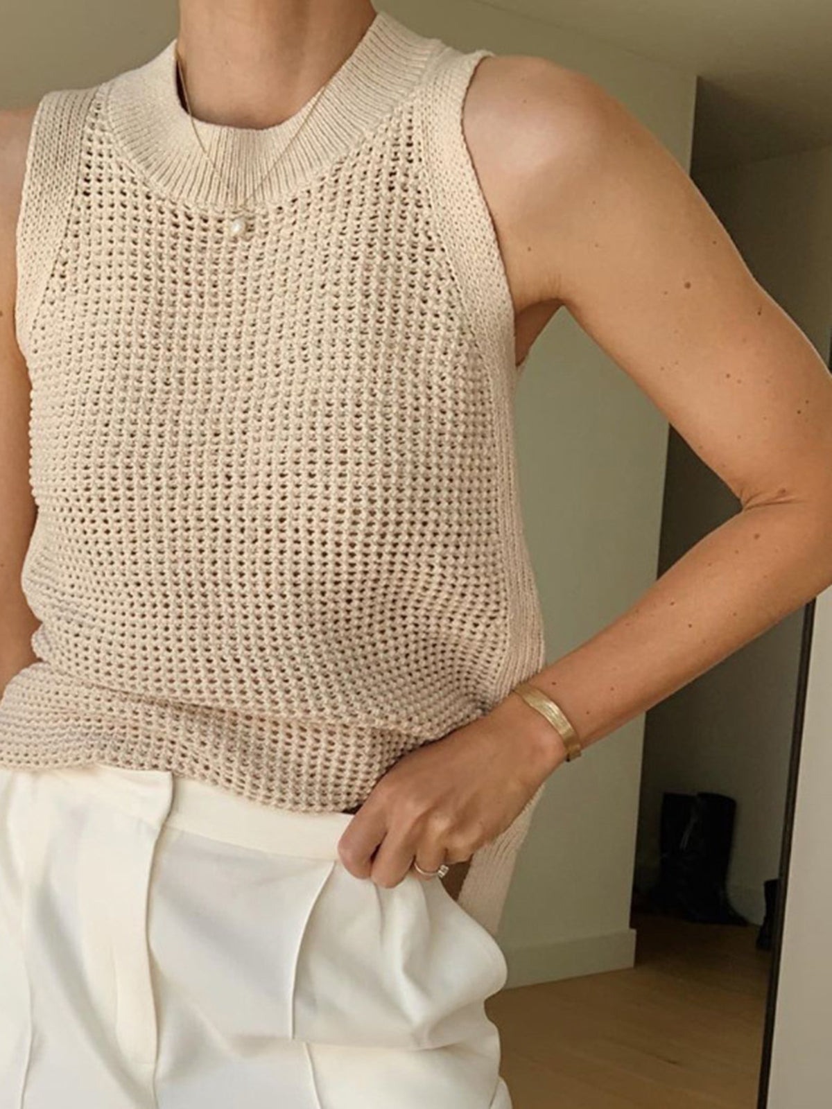 Top bez rękawów Knit Hollow