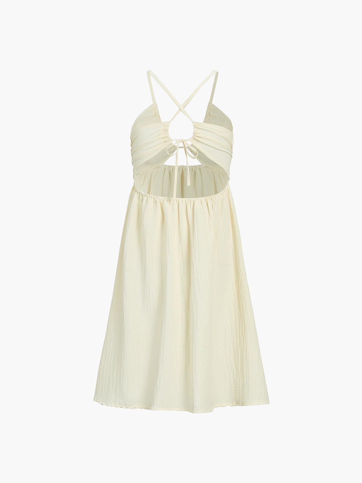 Sukienka Midi Bez Pleców z Krzyżowym Wycięciem