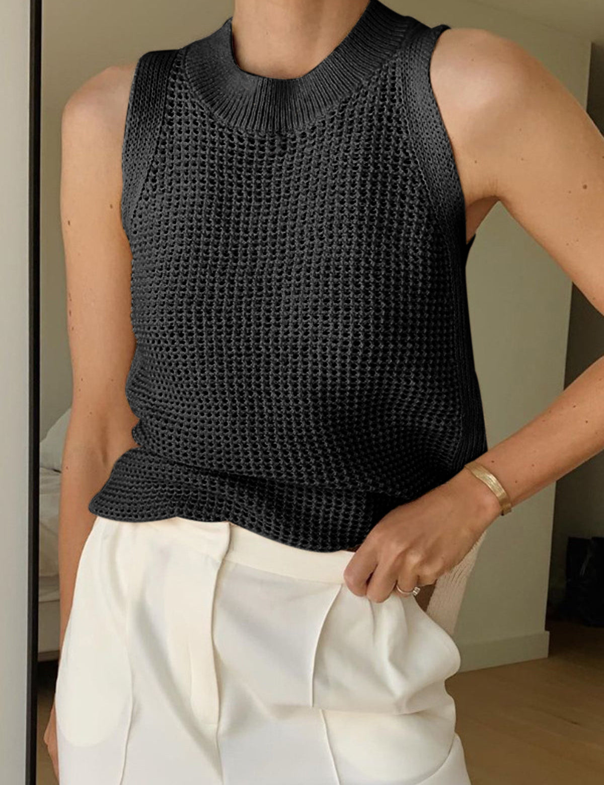 Top bez rękawów Knit Hollow
