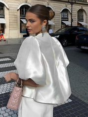 Bluzka z Oversized Puff Sleeve