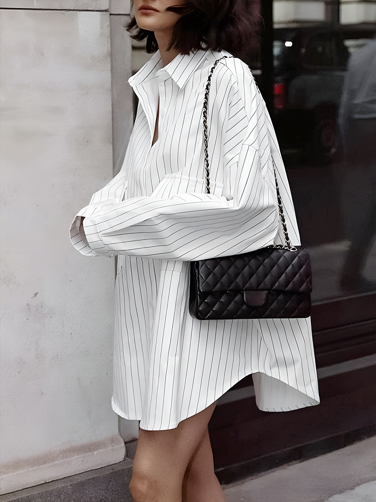 Koszula z dużymi kieszeniami w oversize'owym stylu w paski