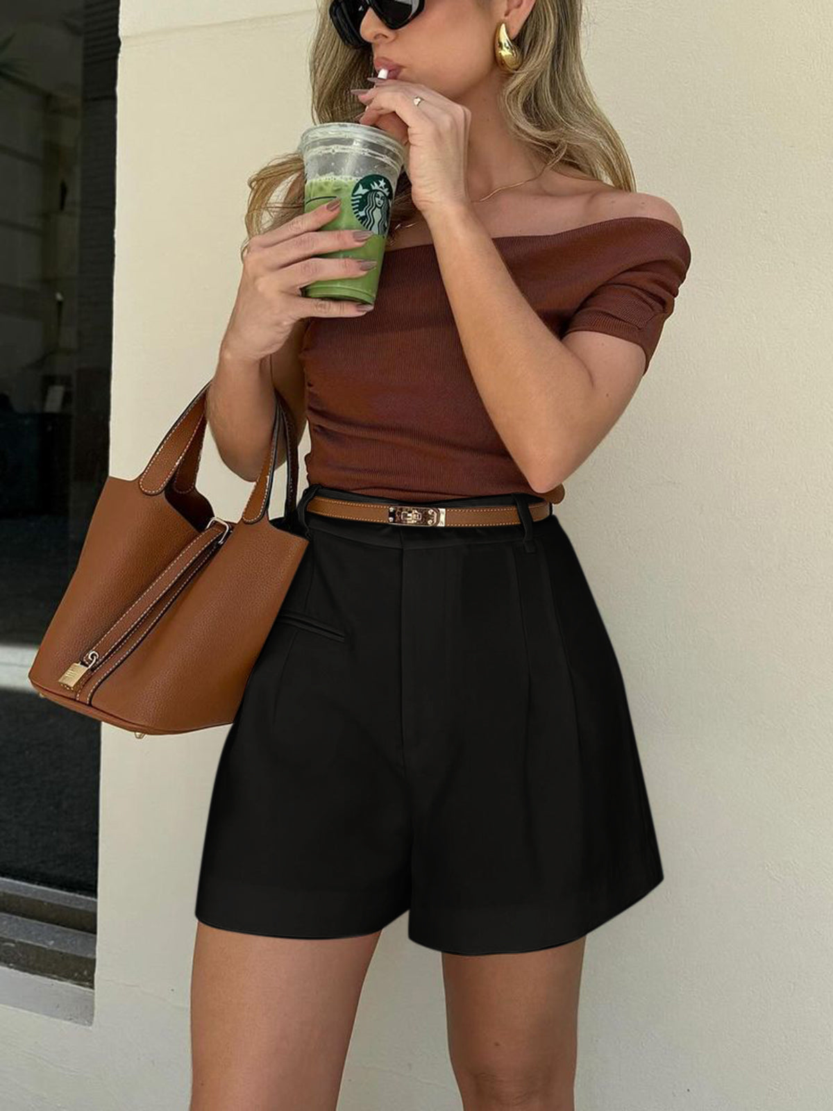 Półprzezroczyste Szorty Mid-Waist Bez Pasa