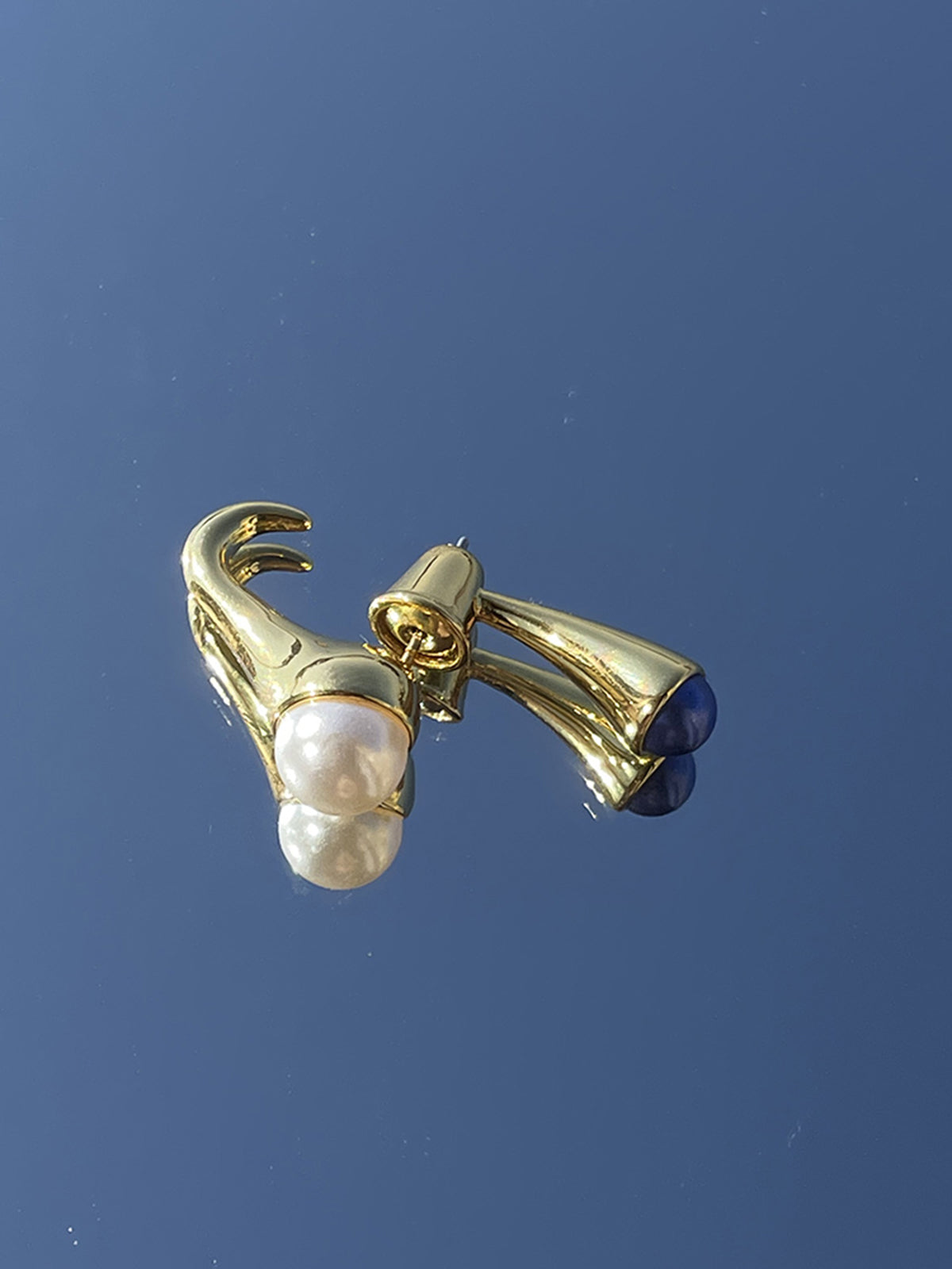 1szt Stacking Pearl Złoty Kolczyk