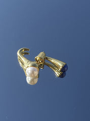 1szt Stacking Pearl Złoty Kolczyk