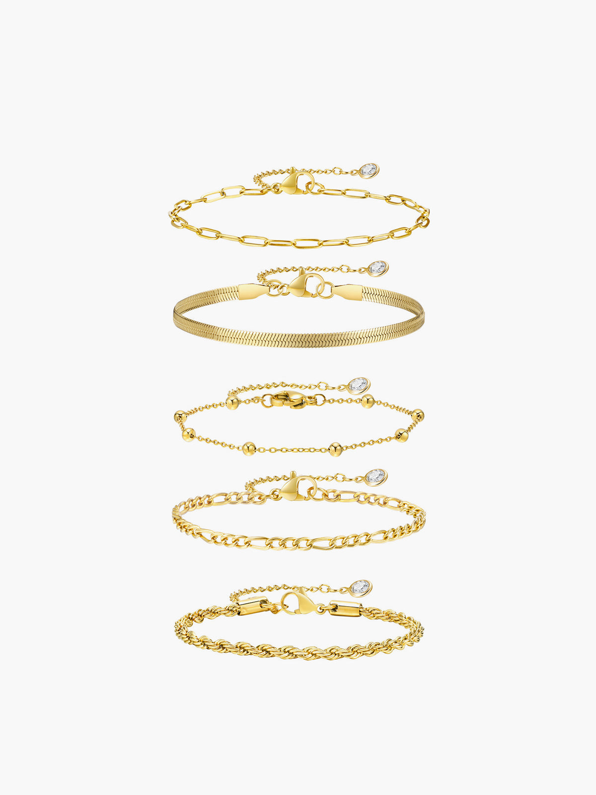 5 sztuk Geometric Golden Chain Bracelet