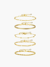 5 sztuk Geometric Golden Chain Bracelet