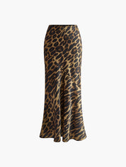 Slim Leopard Print Maxi Spódnica