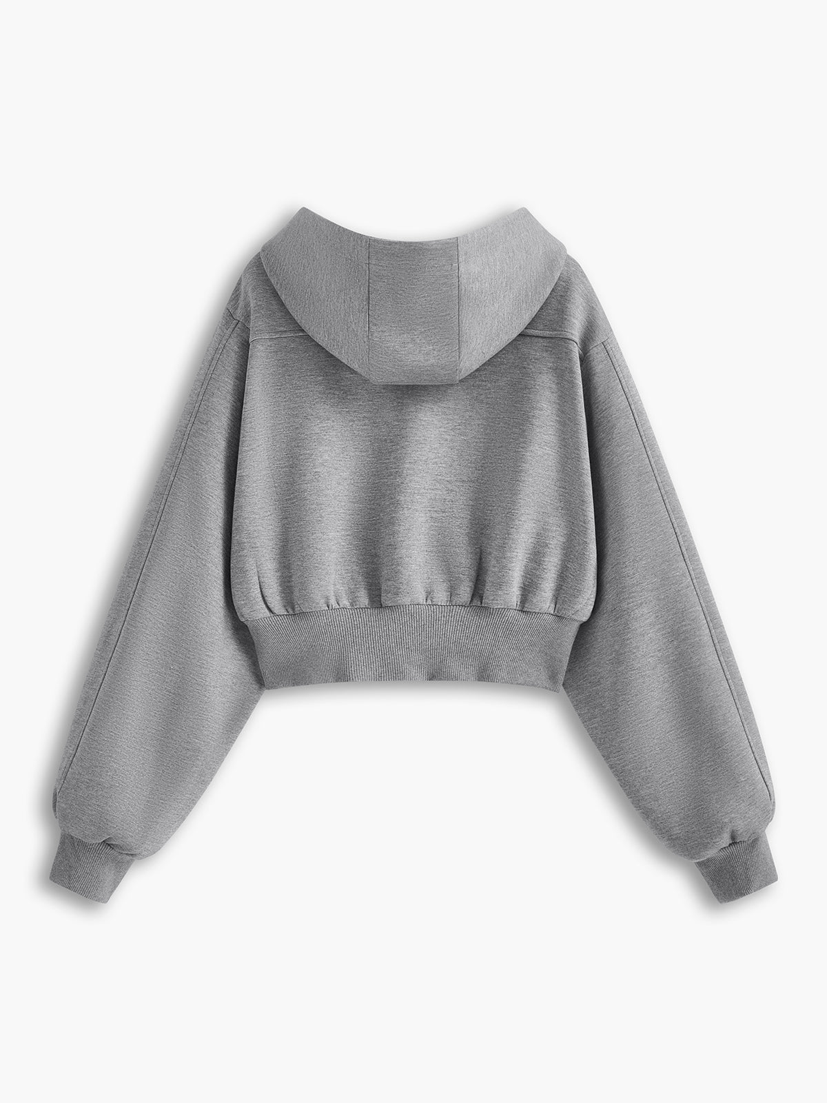 Solidny crop hoodie z długim rękawem na zamek