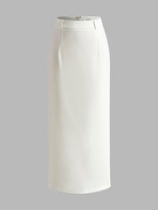 Elegancka Maxi Spódnica z Rozcięciem z Tyłu Bez Pasa