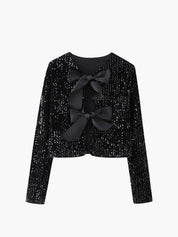 Jacket z dekoracyjną kokardą z cekinów