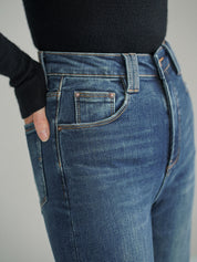 Jeansy Bootcut z Wysokim Stanem Bez Pasa