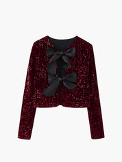 Jacket z dekoracyjną kokardą z cekinów