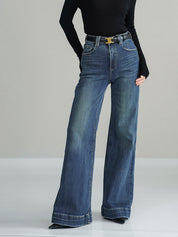Jeansy Bootcut z Wysokim Stanem Bez Pasa