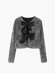 Jacket z dekoracyjną kokardą z cekinów