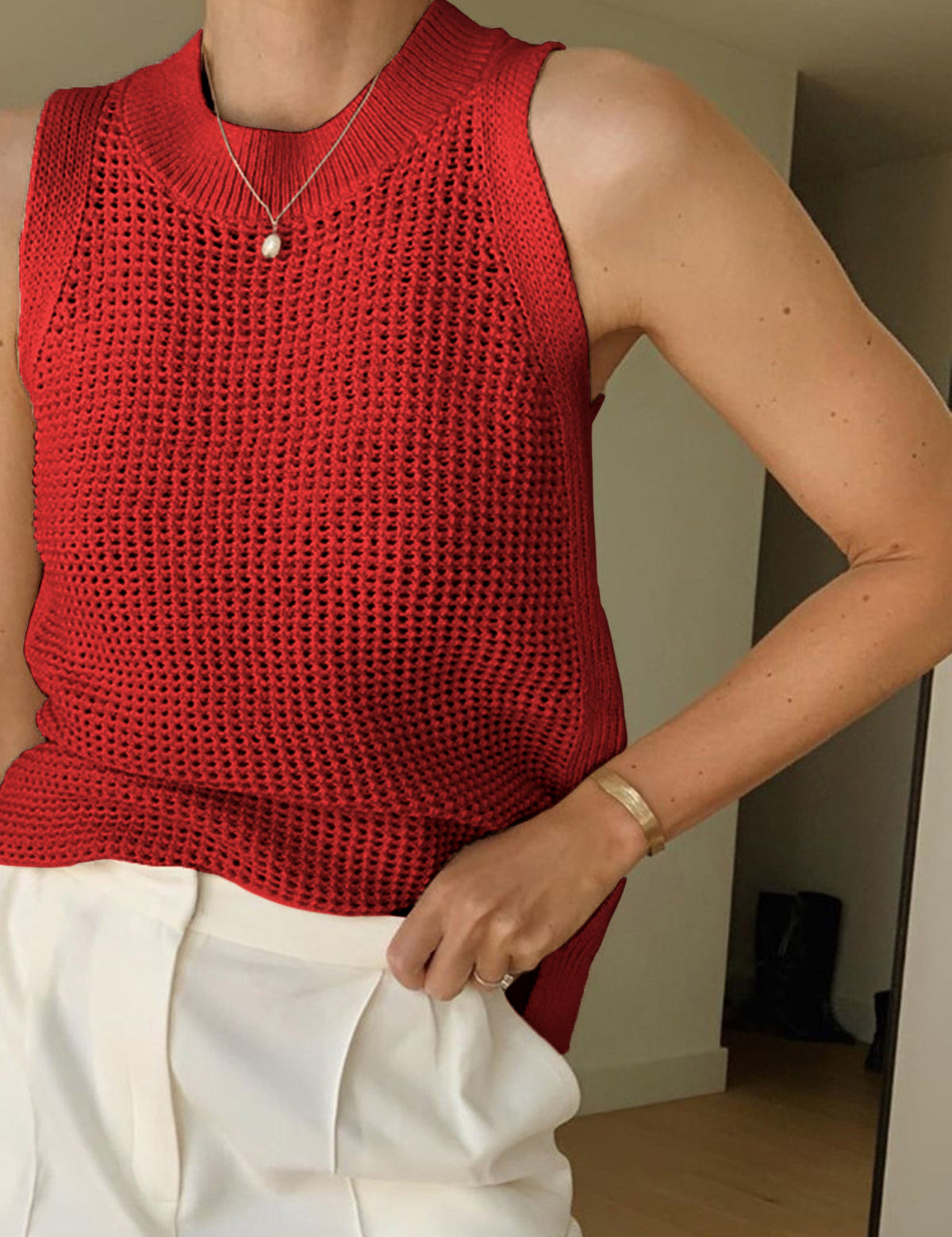 Top bez rękawów Knit Hollow