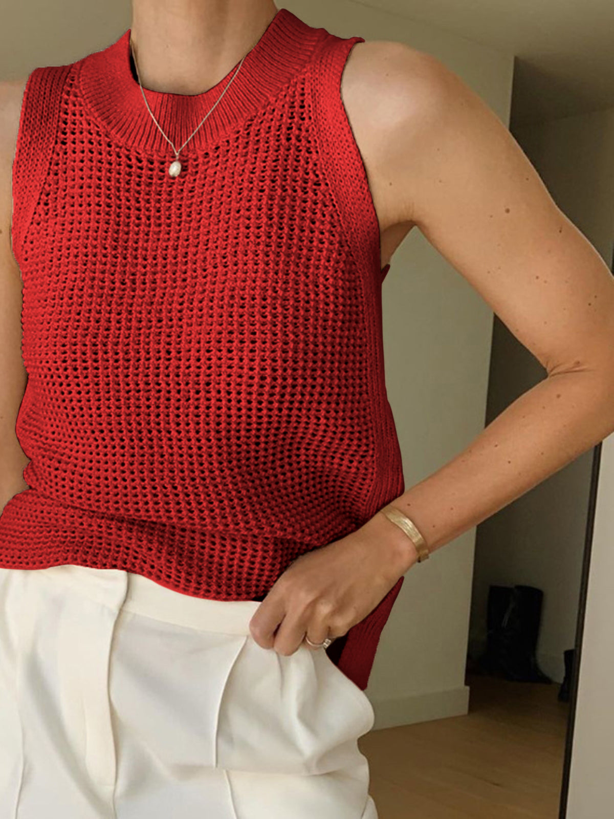 Top bez rękawów Knit Hollow
