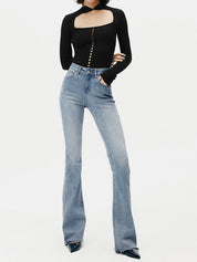 Jeansy Bootcut z Wysokim Stanem