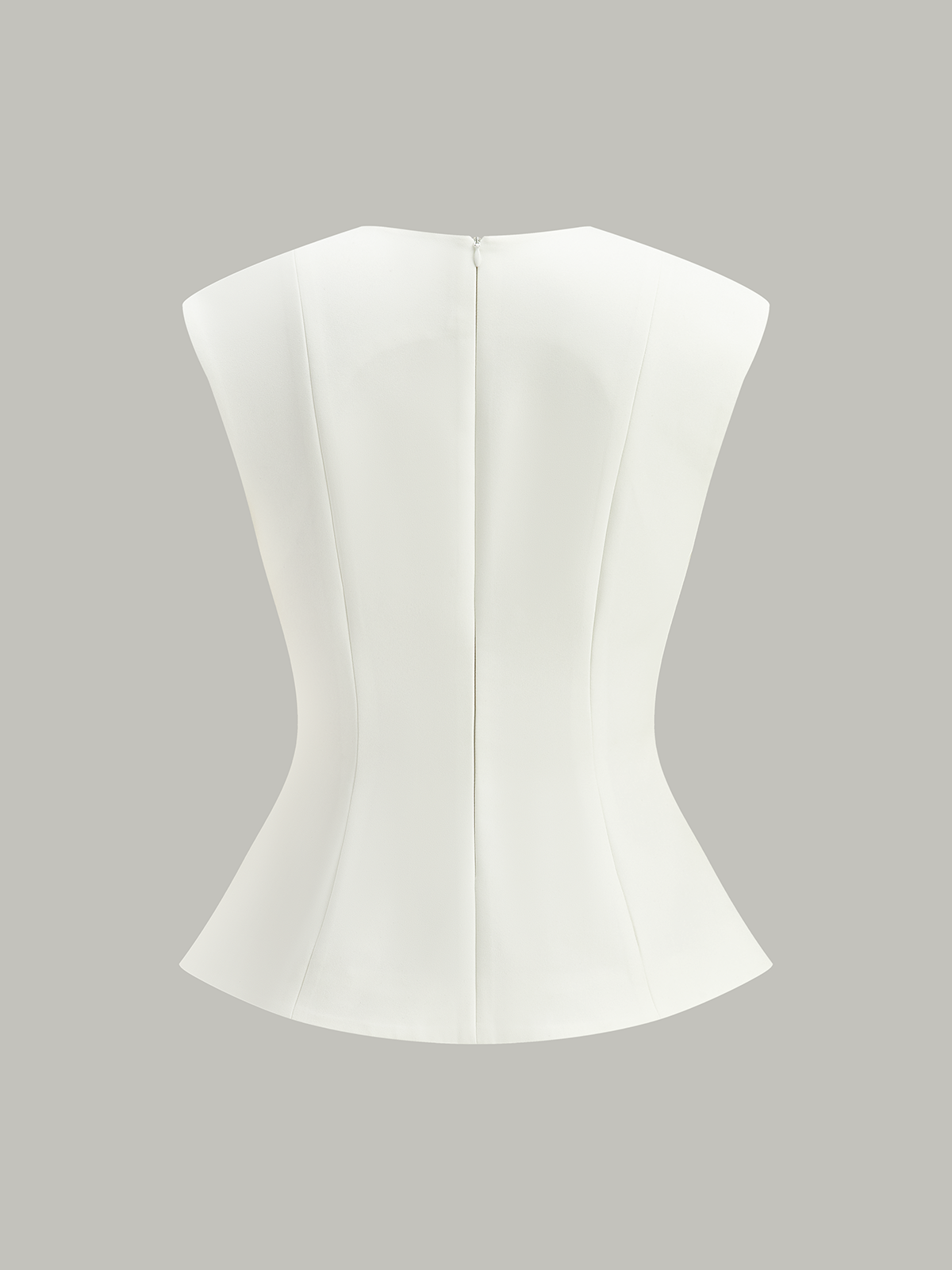 Top Peplum bez rękawów z metalowymi guzikami