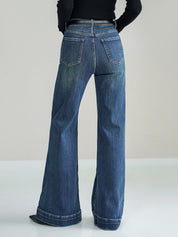 Jeansy Bootcut z Wysokim Stanem Bez Pasa
