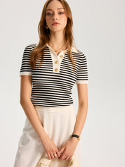 Metalowy Przycisk Wzorzysty Sweter Polo