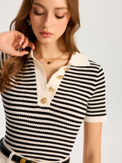 Metalowy Przycisk Wzorzysty Sweter Polo
