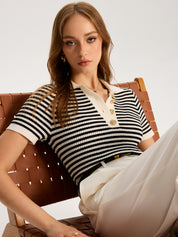 Metalowy Przycisk Wzorzysty Sweter Polo