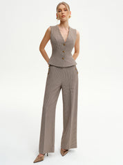 Kamizelka V-Neck w wzór houndstooth