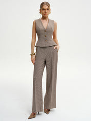 Kamizelka V-Neck w wzór houndstooth