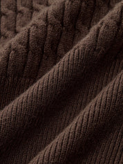 Metalowy przycisk V-Neck sweter z warkoczem