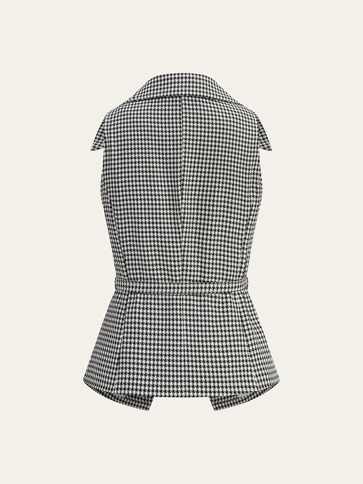 Kamizelka z kołnierzem w wzór houndstooth z paskiem
