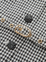 Kamizelka z kołnierzem w wzór houndstooth z paskiem