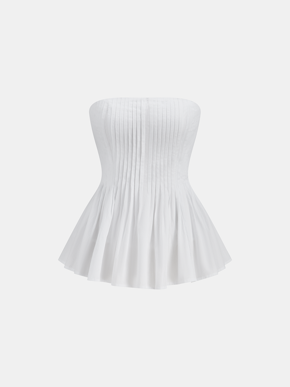 Bawełnowy plisowany top peplum bez ramiączek