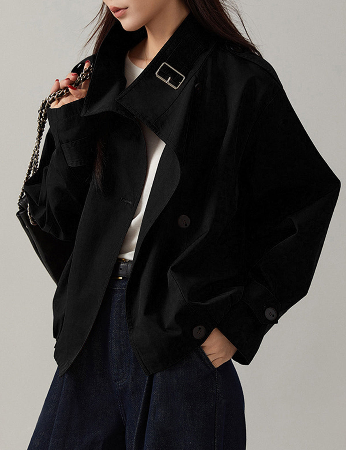 Vintage Luźny Trench Coat
